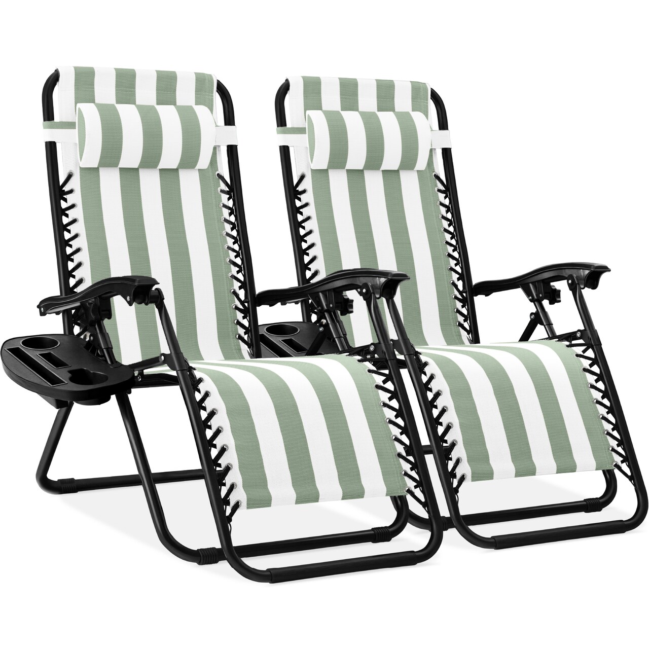 Best Choice Products Set of 2 Zero Gravity Lounge Chair Recliners for Patio, Pool w/ Cup Holder Tray